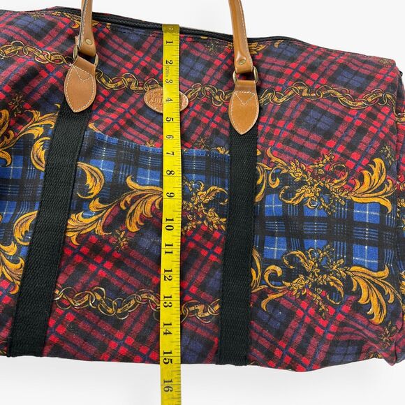 Gitano Y2K Duffel Travel Bag 90s Plaid Tapestry Canvas Tote Cottage Retro Chic - Picture 11 of 13